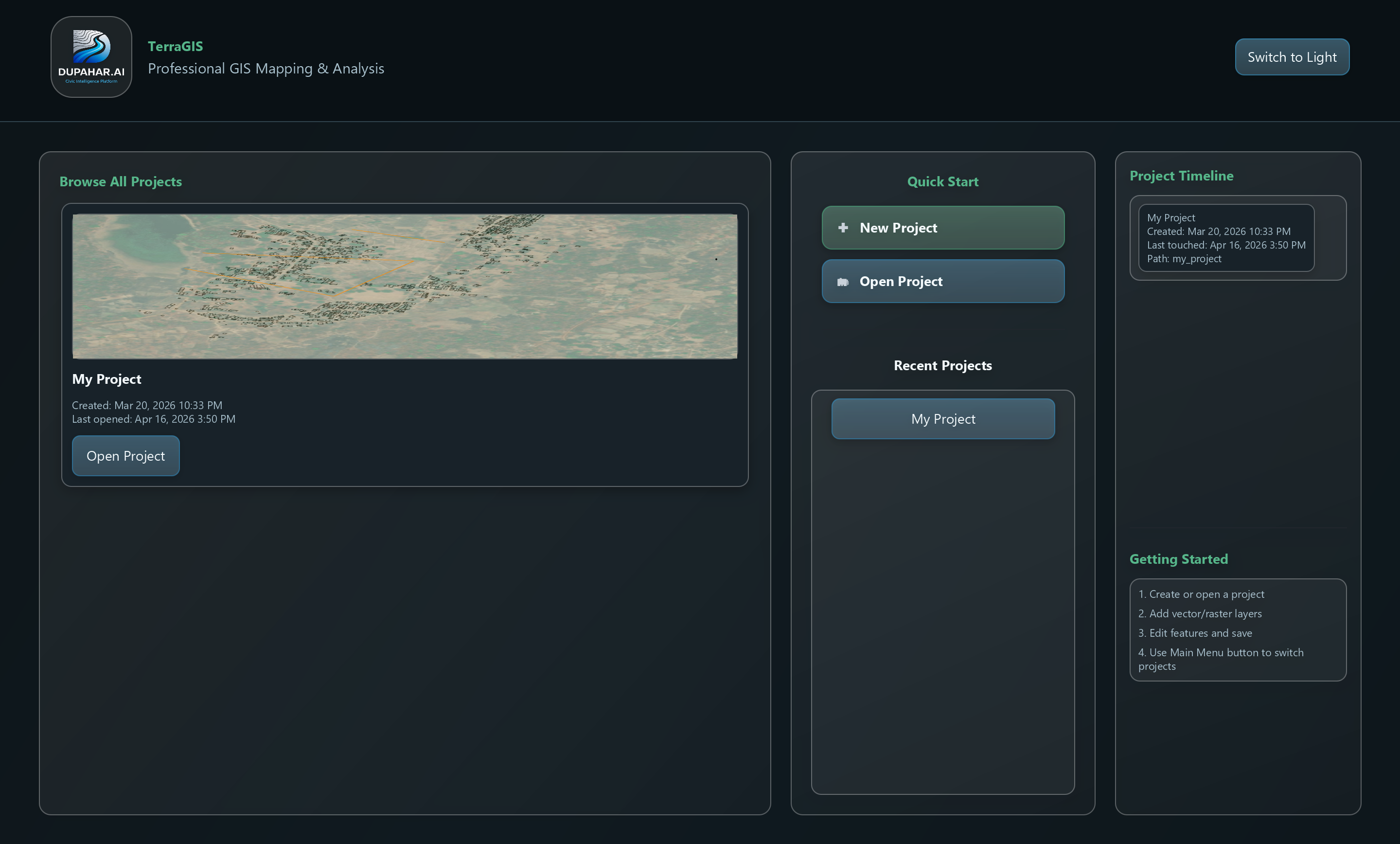 Home dashboard